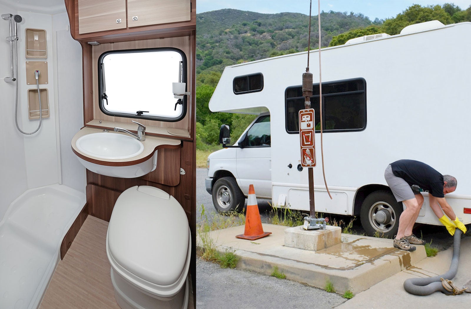 Portable RV/camper toilet and holding tank setup in Napa, California