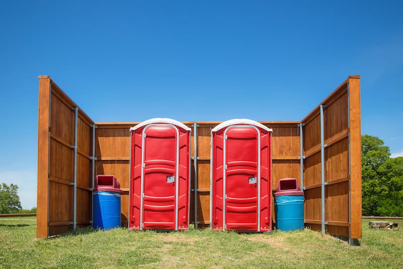 Short-term porta potty units staged for delivery in Napa, California