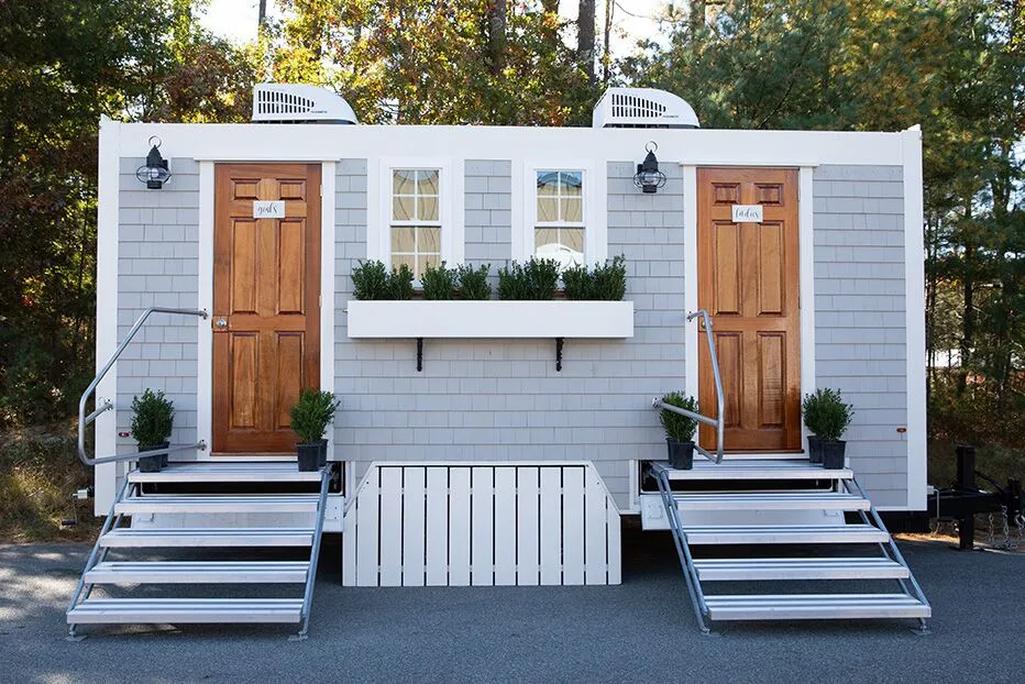 Wedding restroom units discretely staged at a venue in Napa, California